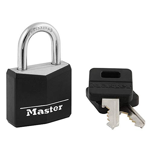 Master Lock 131D Covered Aluminum Keyed Padlock, One Pack, Black