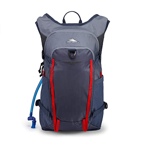 High Sierra Hydrahike 2.0 16L Hydration Water Backpack with Insulated Reservoir Pocket for Hiking, Running, Climbing, or Cycling, Gray & Red