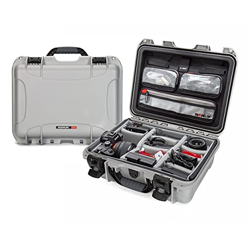 Nanuk 920 Waterproof Hard Case with Lid Organizer and Padded Divider - Silver