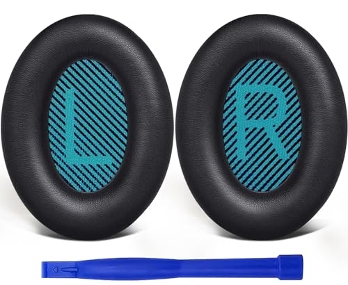 SoloWIT Earpads Cushions for Bose Headphones, Replacement Ear Pads for Bose QuietComfort 15 QC15 QC25 QC2 QC35/Ae2 Ae2i Ae2w/SoundTrue & SoundLink Around-Ear Series (QC25 PL Black&Blue)