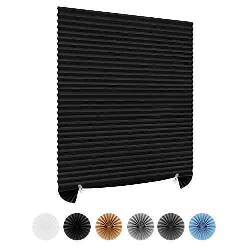 Window Blinds Cordless Blackout No Drill Cut to Size Clip On Stick On Self Adhesive Temporary Blinds Pleated Paper Blinds for Windows Doors Shades for Home Nursery Bedroom Kitchen Bathroom