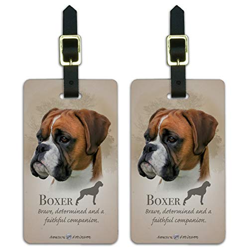 Boxer Dog Breed Luggage ID Tags Suitcase Carry-On Cards - Set of 2