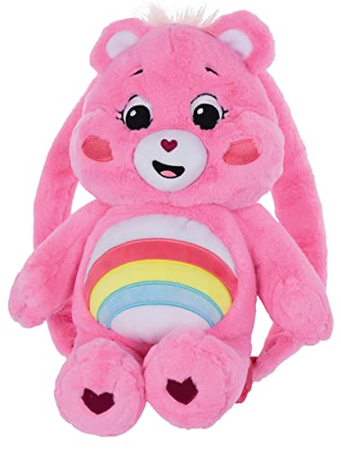 iscream Care Bears Cheer Bear Shaped 16'x 12' Furry Backpack with Adjustable Straps And Zipper Closure