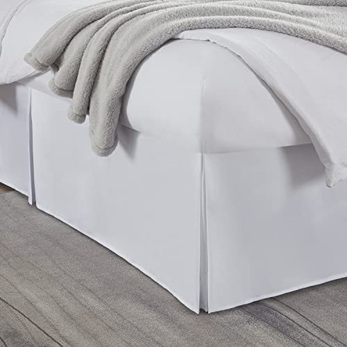 Nestl White Bed Skirt Queen Size - 14 Inch Drop Brushed Microfiber Skirts Hotel Quality Pleated Shrinkage & Fade Resistant