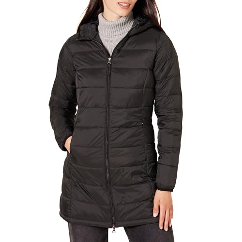 Amazon Essentials Women's Lightweight Water-Resistant Hooded Puffer Coat (Available in Plus Size), Black, Small