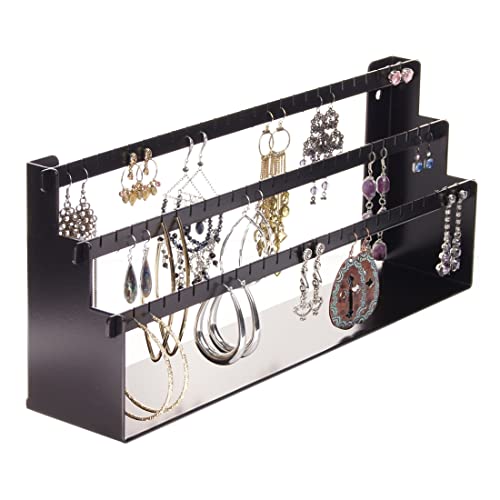 Angelynn's Freestanding or Wall Mounted Earring Holder Organizer for Stud Dangle Pierced Earrings, Closet Jewelry Storage Rack, Daelyn Rubbed Bronze
