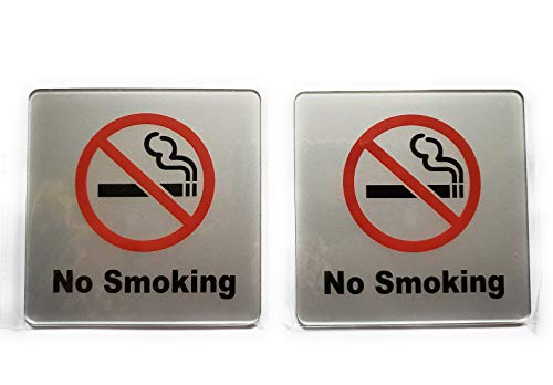 (2 Pack) No Smoking Sign 4x4'' (Acrylic-Classic) with 3M Self Adhesive; Rust Free; For Car, Business, Indoor, or Outdoor Use