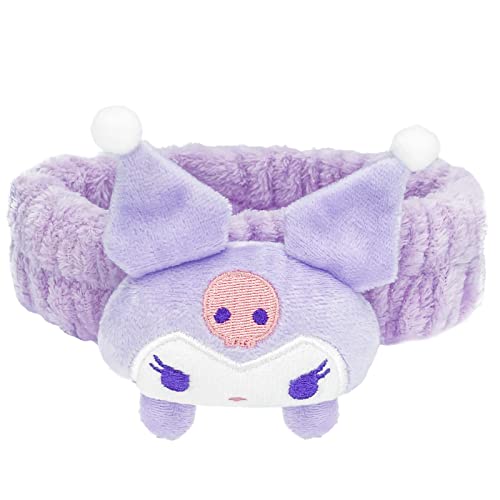 Kawaii Spa Headband for Washing Face, Cute Purple Headband for Make Up, Washing, Party, Soft Headband for Woman Girls