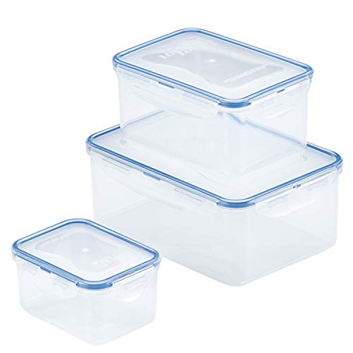 LocknLock Easy Essentials Food Storage lids/Airtight containers, BPA Free, 6-Piece, Clear