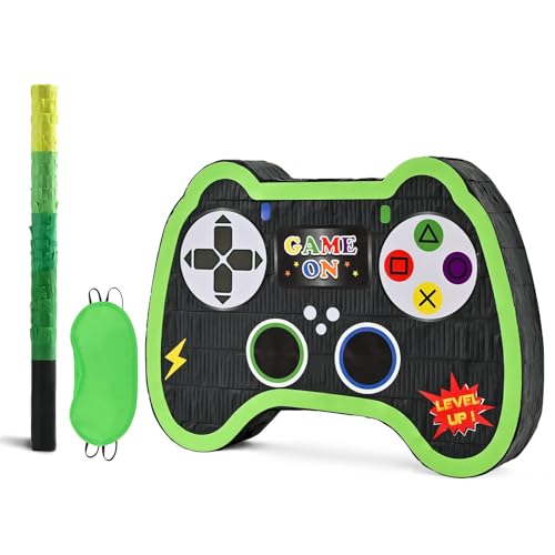 WERNNSAI Video Game Controller Piñata - Game Party Supplies Piñata Bundle with Blindfold and Bat for Boys Kids Gaming Theme Birthday Party Game Carnival Activity Decorations (15.7' x 12.2' x 3.1')