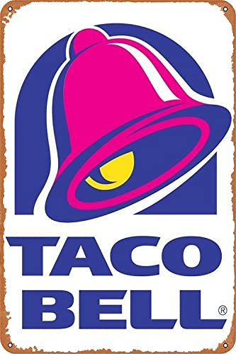 YFSIGN Taco Bell Logo Retro Metal Tin Sign Vintage Plaque Poster for Home Kitchen Bar Coffee Shop 12x8 Inch