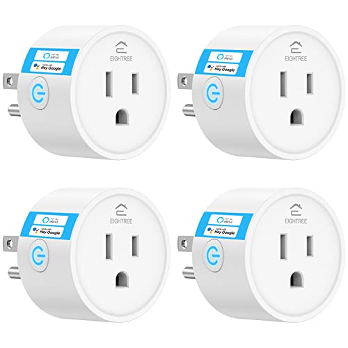 EIGHTREE Smart Plug, Smart Plugs That Work with Alexa and Google Home, Compatible with SmartThings, Smart Outlet with WiFi Remote Control and Timer Function, 2.4GHz Wi-Fi Only, 4Packs