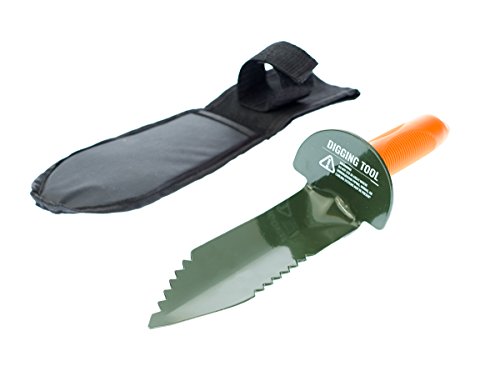 SE Prospector's Serrated Edge Digger Trowel for Gardening, Metal or Gold Prospecting - Includes Carrying Sheath