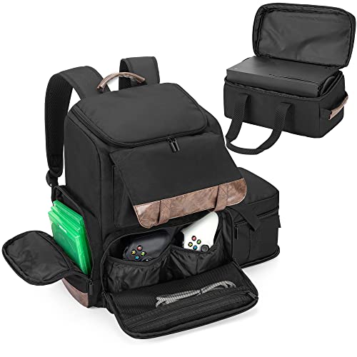 LoDrid Game Backpack Compatible with Xbox Series X with an Extra Console Bag, Game Travel Bag with Separated Storage Laptop Layer for 15.6”Laptop and Multiple Pockets for Gaming Accessories, Bag Only
