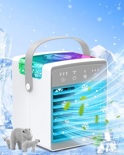 Portable Air Conditioner, 4 in 1 Evaporative Air Cooler with 300ml Water Tank, 2-8 H Timing Touch Screen Portable Air Cooler, Air Conditioner Portable for Car Home Camping Room