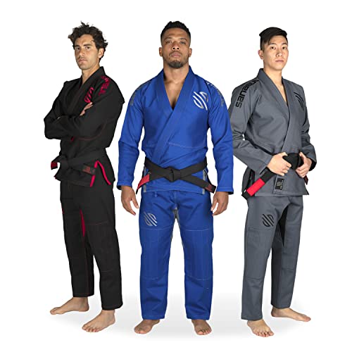 Sanabul Essential BJJ Gi for Men | Brazilian Jiu Jitsu Gi BJJ | Lightweight, Preshrunk Cotton Fabric | IBJJF Approved (Blue, A2)
