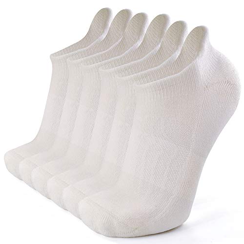 Busy Socks Wool Sock Yarn Eco Friendly for Men Women, Compression-fit Cushioned Running Hiking Cycling Socks for Men Women Ankle Athletic, White, Large, 6 Pairs