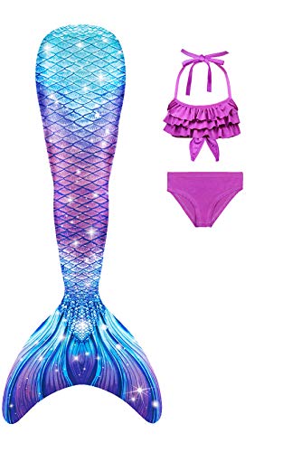 Mermaid Tails for Swimming Girls Swimsuit Princess Bikini Bathing Suit Set Birthday Gift for Kids,Girls, Children
