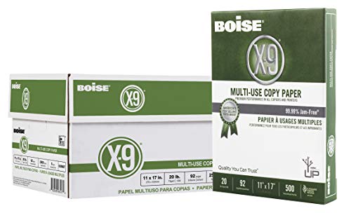 Boise Paper X-9 Multi-Use Copy Paper, 11' x 17' Ledger, 92 Bright White, 20 lb, 5 Ream Carton (2,500 Sheets)