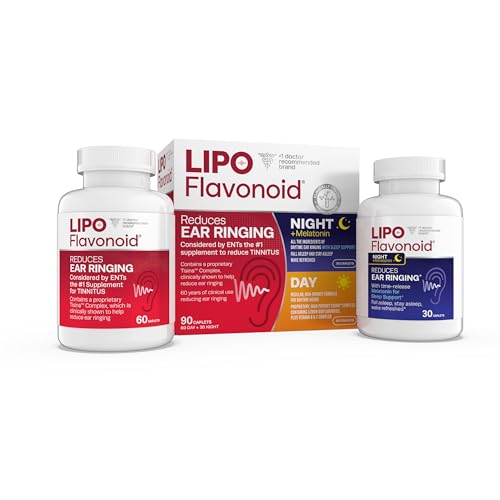 Lipo Flavonoid Day & Night Combo Kit, Tinnitus Relief for Ringing Ears, Lipo Flavonoid Plus & Lipo Flavonoid Night with Melatonin & Vitamin C, 90 Caplets