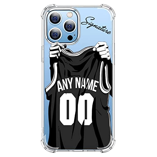 VNGDA Custom Name & Number - Brooklyn Basketball Jersey - Clear Case for iPhone 15 Pro Max 14 13 12 11 Xs Max Xr SE3 8 7 6 Plus 11 Pro Mini,with 4 Shockproof Corners Customized Transparent Case