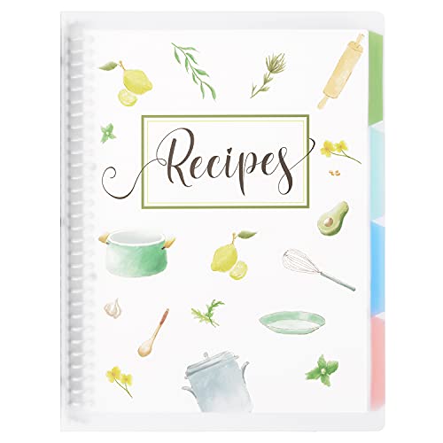 Recipe Book to Write in Your Own Recipes, 8.5' x 11' Personal Blank Recipe Notebook, Removable Hardcover Recipe Journal Book Binder with 8 Dividers and 24 Tabs, Hold up to 240 Recipes