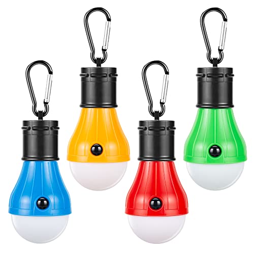 Campings Light [4 Pack] Doukey Portable Camping Lantern Bulb LED Tent Lanterns Emergency Light Camping Essentials Tent Accessories LED Lantern for Backpacking Camping Hiking Hurricane Outage