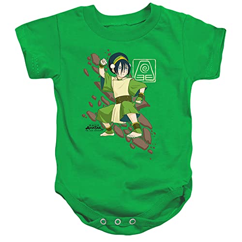 Popfunk Classic Avatar The Last Airbender Toph Rock Slide Unisex Infant Snap Suit for Baby, Kelly Green, 6 Months