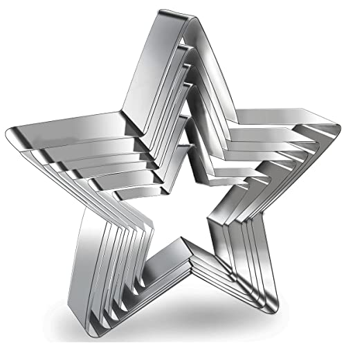 6 Pieces Star Cookie Cutters Set Stainless Steel Five-Pointed Star Cutter Star Shaped Cookie Cutter Biscuit Molds Fondant Cake Cheese Cutter Pastry Mold Bakeware Tools Christmas Gifts (Assorted Sizes)