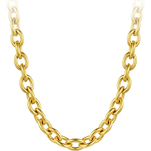 EF ENFASHION Hip Pop Big Chain Necklace for women 18k Gold Plated Stainless Steel Personalized Punk Chunky Necklaces (EF-P203122)