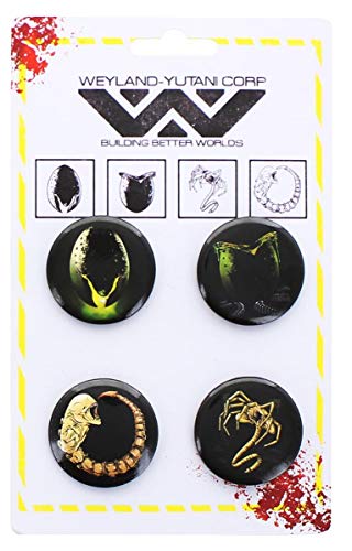 Alien Buttons Pin Set of 4