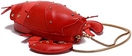 QZUnique Crayfish Shape Handbag Novelty Animal Shaped Purse Crossbody Bag Detachable Shoulder Bag for Women Girl