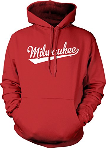 NOFO Clothing Co Milwaukee The City Baseball Font Hooded Sweatshirt, XL Red