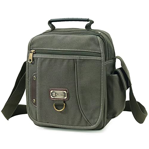 Sunsomen Men Purse Bag Shoulder Bag Small Canvas Crossbody Messenger Bag Side Bag Travel Bag Work Bag For Man (Army green)