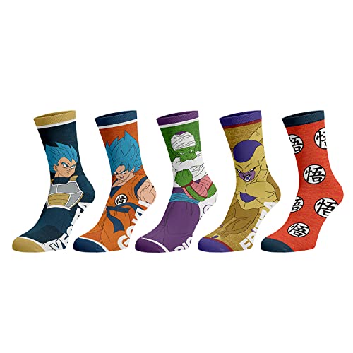 Bioworld Dragonball Z Character Logos Crew Socks (Pack of 5 pairs) Multi