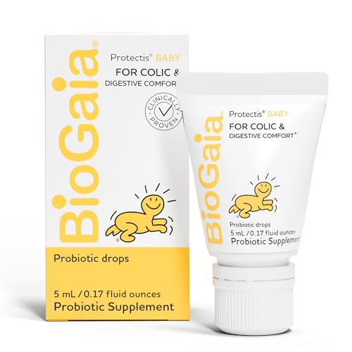 BioGaia Baby Probiotic Drops - Baby Essentials for Colic & Gas Relief, Reduces Crying, Fussing, Colic, Gas, Spit-ups & Constipation, No allergens, Dairy, Soy, Gluten, or Sugar. 5 ML, 0.17 oz, 1 Pack