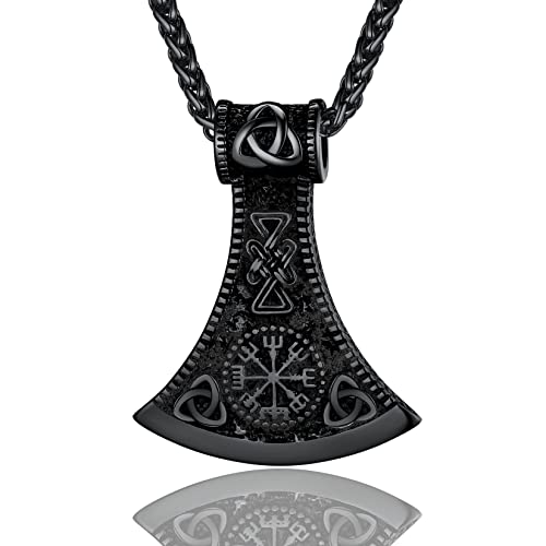 ChainsProMax Norse gifts for Men rune Necklace Axe of Perun Pendant Male Viking Nordic Jewelry Black Celtic Norse Jewelry talisman Necklaces