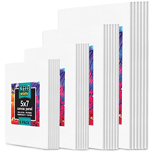 KEFF Canvas Boards for Painting - 24 Pack - Art Supplies Paint Canvas 5x7, 8x10, 9x12, 11x14 Canvas Panels, 100% Cotton Pre-Primed Large Canvas for Painting Supplies, Acrylic, Oil, Watercolor, Tempera