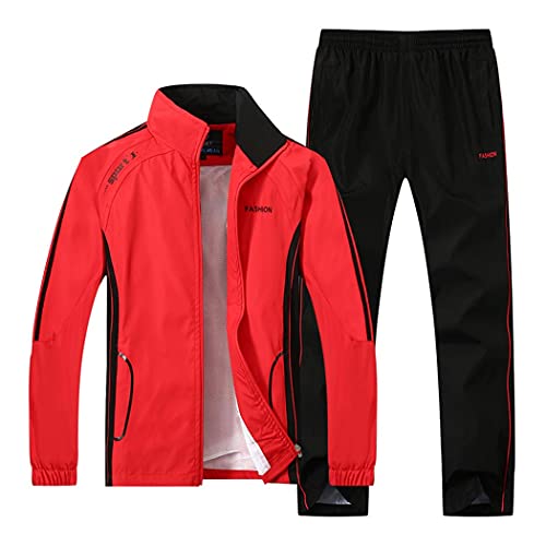 November's Chopin Men's Sportwear Active Climbing Nylon Tracksuits Jogging Sweat Suit Type2 Red Large