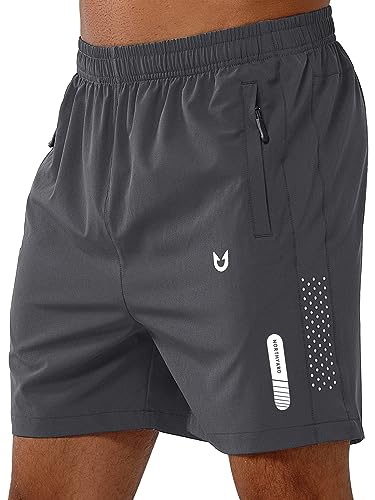 NORTHYARD Men's Athletic Hiking Shorts Quick Dry Workout Shorts 7'/ 9'/ 5' Lightweight Sports Gym Running Shorts Basketball Exercise DARKGREY-5inch M