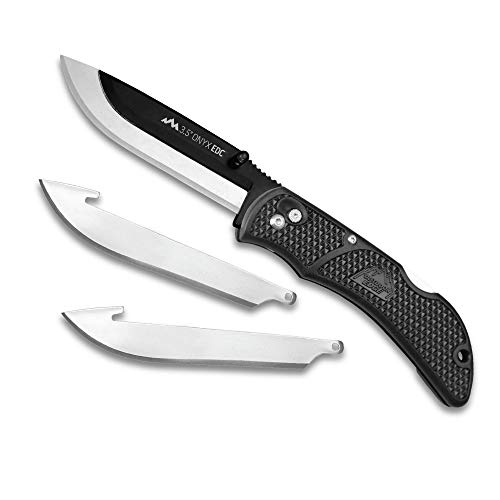 OUTDOOR EDGE 3.5' Onyx EDC - Pocket Knife with Replaceable Blades and Pocket Clip. The Perfect Razor Sharp EDC Knife. Black with 3 Extra Blades