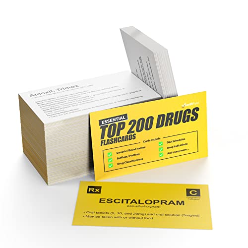 Top 200 Drugs Flashcards for Medical, Pharmacology & Nursing Students - Pharmacology Flash Cards for Test Prep