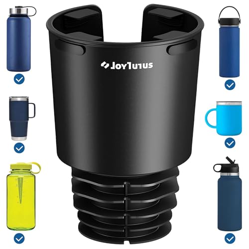 JOYTUTUS Upgraded Car Cup Holder Expander with Offset Base, Fit for YETI, Hydro Flask, Large Cup Holder Expander for Car Hold 18-40 oz Bottles and Mugs, Other Bottles in 3.4-3.8 inch