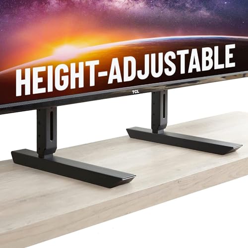 ECHOGEAR Universal Large Stand - Height Adjustable Base for TVs Up to 77' - Wobble-Free Replacement Stand Works w/Any TV Including Vizio, TCL, Samsung & More - Flat Design Compatible w/Soundbars