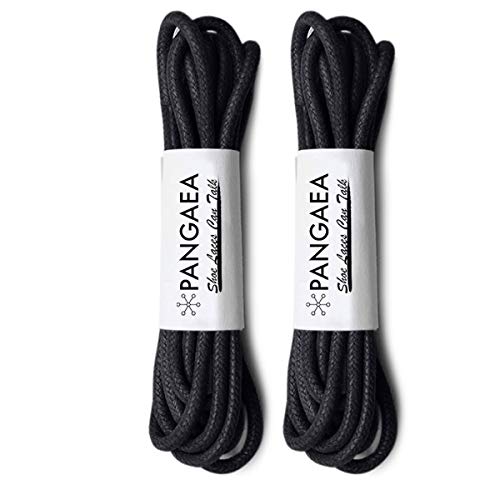 [4 Laces] 2-Pair Pack Waxed Round Oxford Shoe Laces for Dress Shoes Chukka 3/32Inch Thin(#01 Black,34in (86cm))