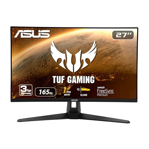 ASUS TUF Gaming VG279Q1A 27” Gaming Monitor, 1080P Full HD, 165Hz (Supports 144Hz), IPS, 1ms, Adaptive-sync/FreeSync Premium, Extreme Low Motion Blur, Eye Care, HDMI DisplayPort,BLACK