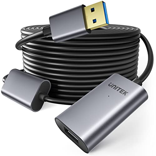 Unitek USB 3.0 Active Extension Cable, 32 Feet Extender Cord for Oculus Rift, Xbox Kinect, Playstation, Webcam with 5V2A Power Adapter, Signal Booster,Aluminum