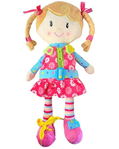 Snuggle Stuffs Sugar Snap Plush Learn to Dress Doll for Toddlers - 15' - Doll for 2 Year Old Girl - Montessori Doll