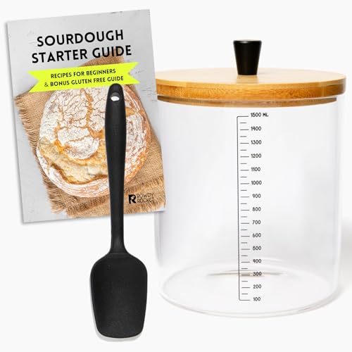 Sourdough Starter Kit with 50oz Sourdough Jar and Breathable Lid for Gluten Free Sourdough - Ideal for Beginner Sourdough Bakers with Easy Instructions - Stylish Sourdough Jar & Sourdough Kit