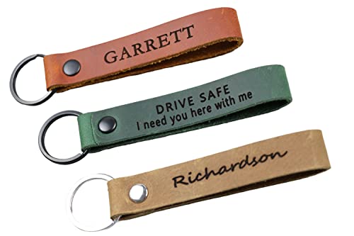 SLIM Personalized Leather Keychain, Gifts Under 10, BIRTHDAY GIFT, Gift for Her, Mens Gift, Unisex Gifts, Gift for Dad